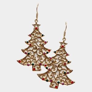 Elegant Gold Christmas Tree Earrings